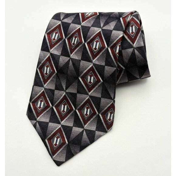 Milano Uomo Silk Neck Tie Diamond Geometric Pattern Office Business Attire - Picture 7 of 7
